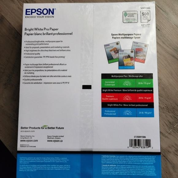 24lb. 8.5" x 11" Bright White Pro Paper - Picture 3 of 4